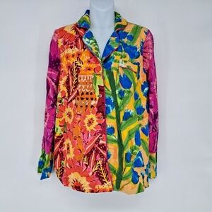 Roegiya for‎ Anthropologie Vibrant Multicolored Mixed Print Sleep Top Size XS